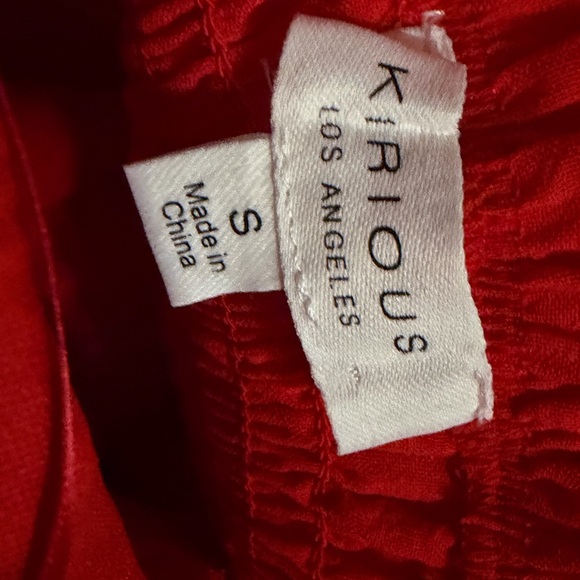 Red Strapless Crop Top | Textured Bandeau | Tie Front - Picture 5 of 5